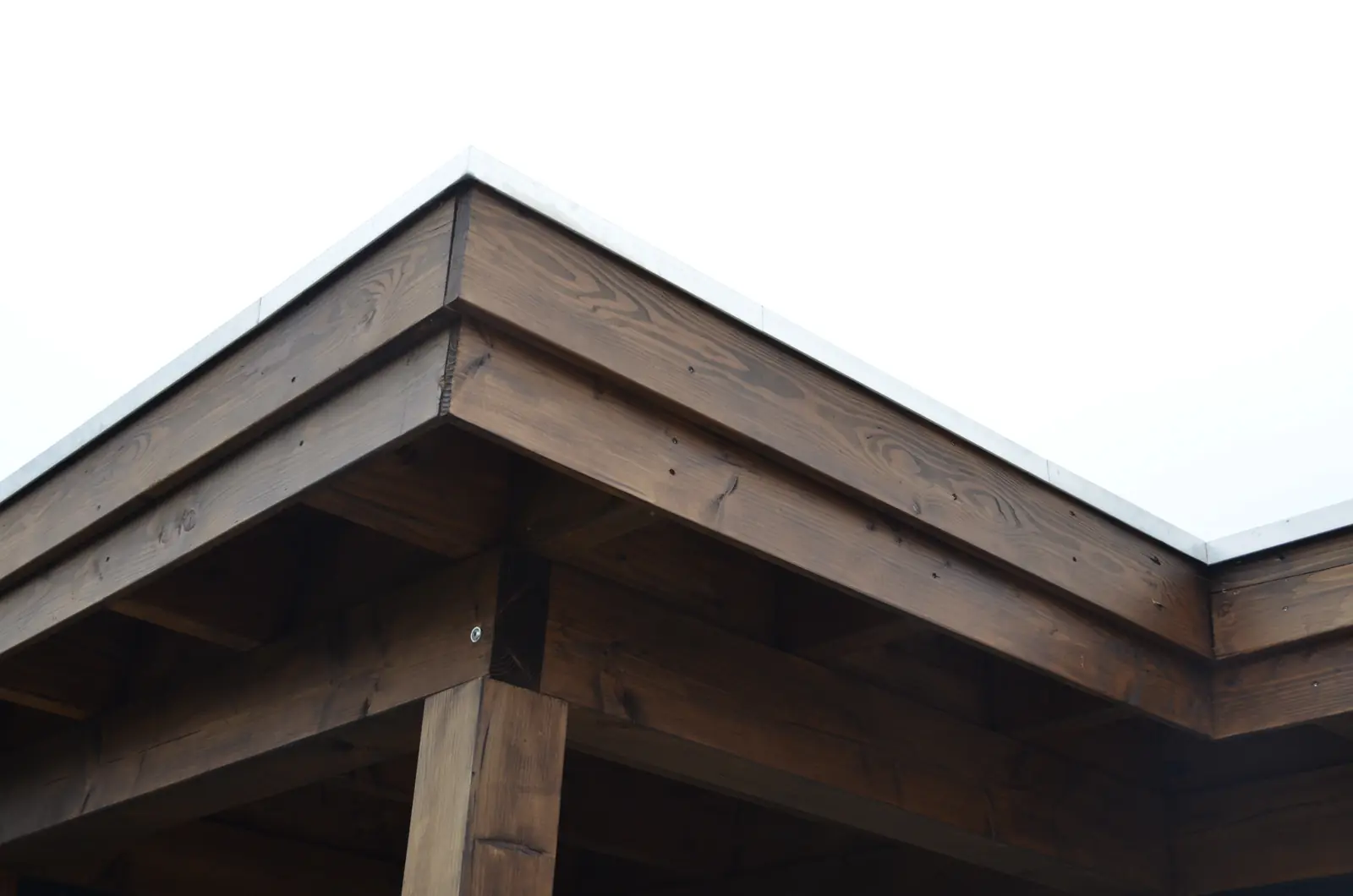 Dakconstructie van de overkapping in douglas